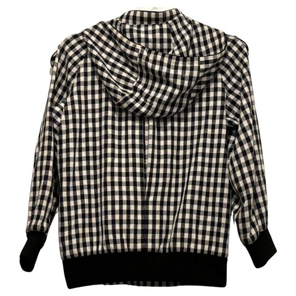 L.A.M.B. Asymmetrical Gingham Double-Zip Hooded Bomber with Cropped Sleeves - Picture 3 of 12